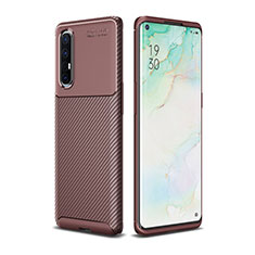 Silicone Candy Rubber TPU Twill Soft Case Cover for Oppo Reno3 Pro Brown