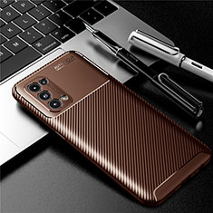 Silicone Candy Rubber TPU Twill Soft Case Cover for Oppo Reno5 5G Brown