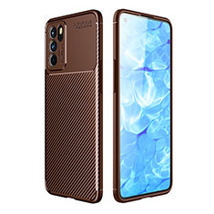 Silicone Candy Rubber TPU Twill Soft Case Cover for Oppo Reno6 5G Brown