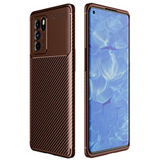 Silicone Candy Rubber TPU Twill Soft Case Cover for Oppo Reno6 Pro 5G India Brown