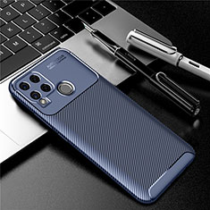 Silicone Candy Rubber TPU Twill Soft Case Cover for Realme C15 Blue