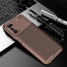 Silicone Candy Rubber TPU Twill Soft Case Cover for Realme V5 5G Brown