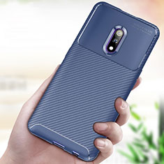 Silicone Candy Rubber TPU Twill Soft Case Cover for Realme X Blue