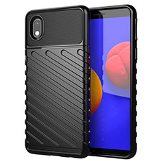 Silicone Candy Rubber TPU Twill Soft Case Cover for Samsung Galaxy A01 Core Black