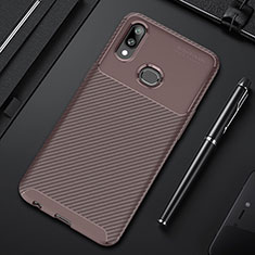 Silicone Candy Rubber TPU Twill Soft Case Cover for Samsung Galaxy A10s Brown
