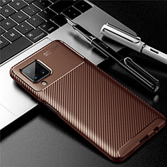 Silicone Candy Rubber TPU Twill Soft Case Cover for Samsung Galaxy A12 Brown