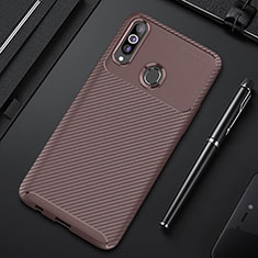 Silicone Candy Rubber TPU Twill Soft Case Cover for Samsung Galaxy A20s Brown