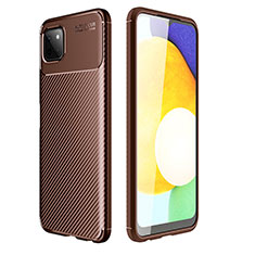 Silicone Candy Rubber TPU Twill Soft Case Cover for Samsung Galaxy A22 5G Brown