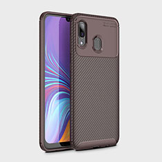 Silicone Candy Rubber TPU Twill Soft Case Cover for Samsung Galaxy A30 Brown