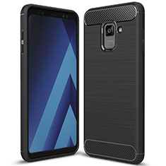 Silicone Candy Rubber TPU Twill Soft Case Cover for Samsung Galaxy A8+ A8 Plus (2018) A730F Black