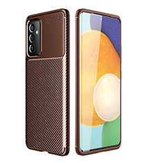 Silicone Candy Rubber TPU Twill Soft Case Cover for Samsung Galaxy A82 5G Brown