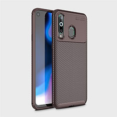 Silicone Candy Rubber TPU Twill Soft Case Cover for Samsung Galaxy A8s SM-G8870 Brown