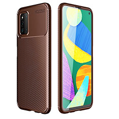 Silicone Candy Rubber TPU Twill Soft Case Cover for Samsung Galaxy F52 5G Brown