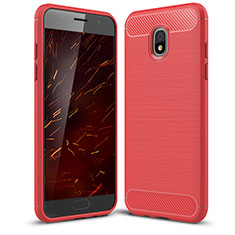 Silicone Candy Rubber TPU Twill Soft Case Cover for Samsung Galaxy J3 (2018) SM-J377A Red