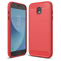 Silicone Candy Rubber TPU Twill Soft Case Cover for Samsung Galaxy J5 (2017) Duos J530F Red