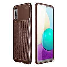 Silicone Candy Rubber TPU Twill Soft Case Cover for Samsung Galaxy M02 Brown