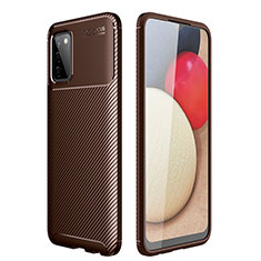 Silicone Candy Rubber TPU Twill Soft Case Cover for Samsung Galaxy M02s Brown