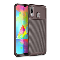 Silicone Candy Rubber TPU Twill Soft Case Cover for Samsung Galaxy M20 Brown
