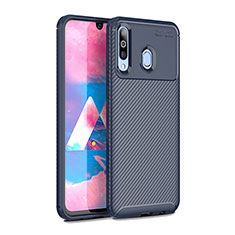 Silicone Candy Rubber TPU Twill Soft Case Cover for Samsung Galaxy M30 Blue