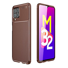 Silicone Candy Rubber TPU Twill Soft Case Cover for Samsung Galaxy M32 4G Brown