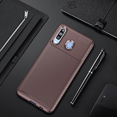 Silicone Candy Rubber TPU Twill Soft Case Cover for Samsung Galaxy M40 Brown