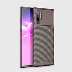 Silicone Candy Rubber TPU Twill Soft Case Cover for Samsung Galaxy Note 10 Plus 5G Brown