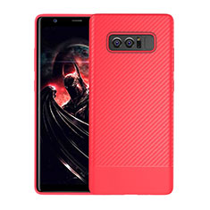 Silicone Candy Rubber TPU Twill Soft Case Cover for Samsung Galaxy Note 8 Red