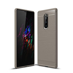 Silicone Candy Rubber TPU Twill Soft Case Cover for Sony Xperia 1 Gray