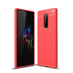 Silicone Candy Rubber TPU Twill Soft Case Cover for Sony Xperia 1 Red