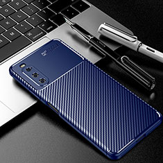 Silicone Candy Rubber TPU Twill Soft Case Cover for Sony Xperia 10 IV Blue