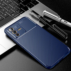 Silicone Candy Rubber TPU Twill Soft Case Cover for Vivo V23 5G Blue