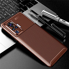 Silicone Candy Rubber TPU Twill Soft Case Cover for Vivo X50 Pro 5G Brown