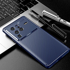 Silicone Candy Rubber TPU Twill Soft Case Cover for Vivo X80 Pro 5G Blue