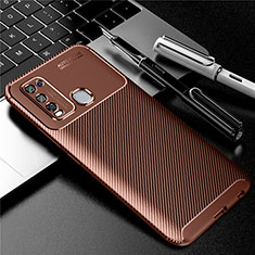 Silicone Candy Rubber TPU Twill Soft Case Cover for Vivo Y50 Brown