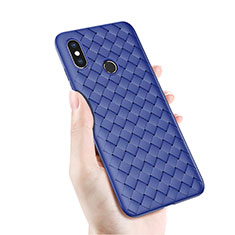 Silicone Candy Rubber TPU Twill Soft Case Cover for Xiaomi Mi 8 Blue