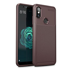 Silicone Candy Rubber TPU Twill Soft Case Cover for Xiaomi Mi A2 Lite Brown