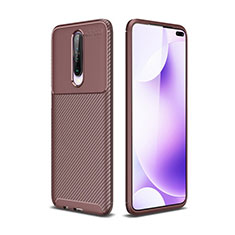 Silicone Candy Rubber TPU Twill Soft Case Cover for Xiaomi Redmi K30 4G Brown