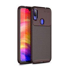 Silicone Candy Rubber TPU Twill Soft Case Cover for Xiaomi Redmi Note 7 Brown