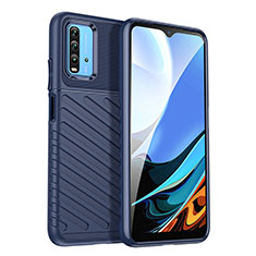 Silicone Candy Rubber TPU Twill Soft Case Cover MF1 for Xiaomi Redmi 9T 4G Blue