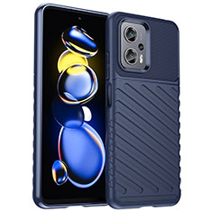 Silicone Candy Rubber TPU Twill Soft Case Cover MF1 for Xiaomi Redmi Note 11T Pro 5G Blue