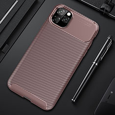 Silicone Candy Rubber TPU Twill Soft Case Cover S01 for Apple iPhone 11 Pro Brown