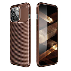 Silicone Candy Rubber TPU Twill Soft Case Cover S01 for Apple iPhone 14 Pro Brown