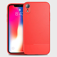 Silicone Candy Rubber TPU Twill Soft Case Cover S01 for Apple iPhone XR Red