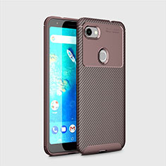 Silicone Candy Rubber TPU Twill Soft Case Cover S01 for Google Pixel 3 Brown