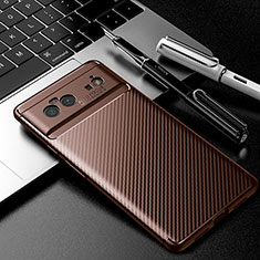 Silicone Candy Rubber TPU Twill Soft Case Cover S01 for Google Pixel 6 5G Brown