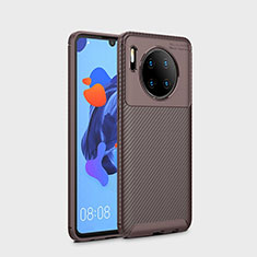 Silicone Candy Rubber TPU Twill Soft Case Cover S01 for Huawei Mate 30 5G Brown
