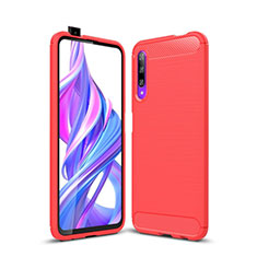 Silicone Candy Rubber TPU Twill Soft Case Cover S01 for Huawei P Smart Pro (2019) Red