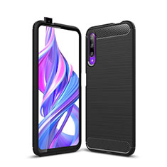 Silicone Candy Rubber TPU Twill Soft Case Cover S01 for Huawei Y9s Black