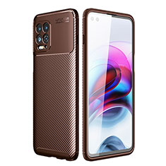 Silicone Candy Rubber TPU Twill Soft Case Cover S01 for Motorola Moto G100 5G Brown
