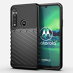 Silicone Candy Rubber TPU Twill Soft Case Cover S01 for Motorola Moto G8 Plus Black